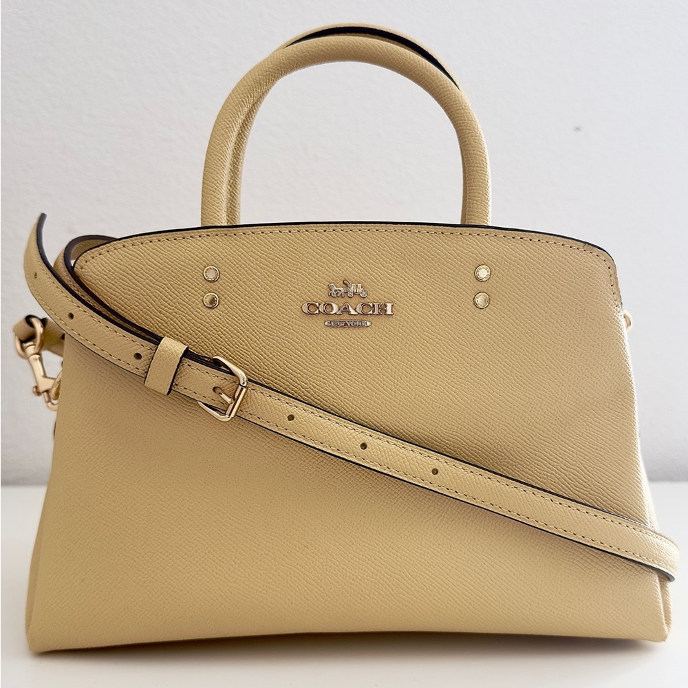 Coach Mini Lillie Carryall Shoulder Bag Crossgrain Leather Vanilla Cream Yellow - Picture 2 of 12